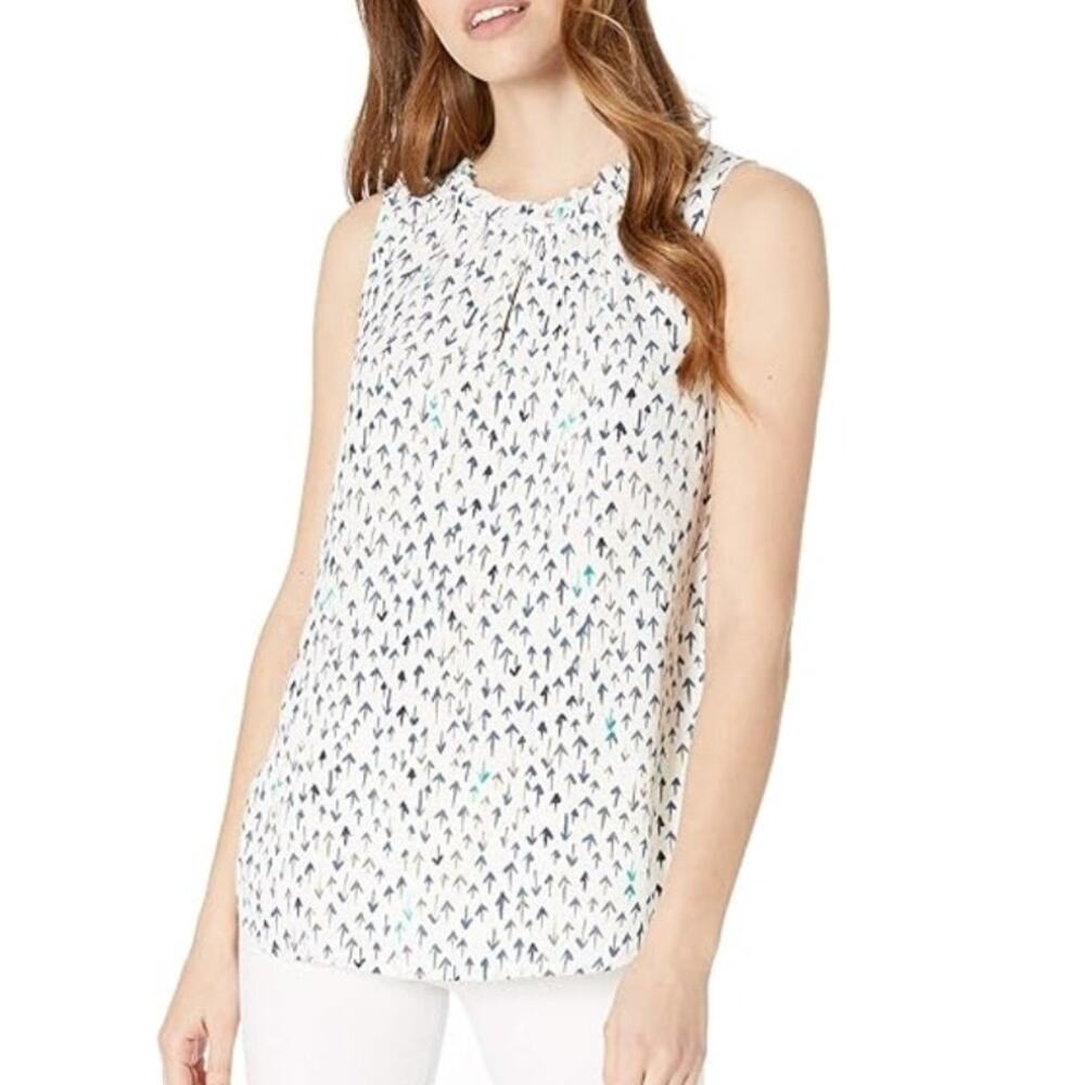 Nic & Zoe Coming and Going Tank Womens XL Arrow Print Ruffled Sleeveless Top